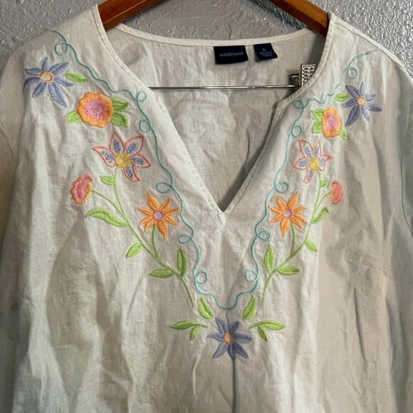 Womens Westbound Linen Cotton Blend White Tunic Size XL - Picture 2 of 5